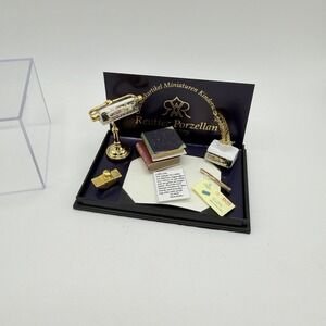 Reutter Porzellan Germany Miniature Dollhouse Victorian Desk Lamp Blotter Set